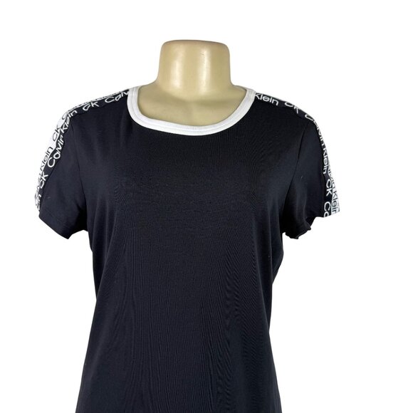 Calvin Klein Women's Black Cotton Logo T-Shirt Dress Size M Casual Style - New - Picture 4 of 11